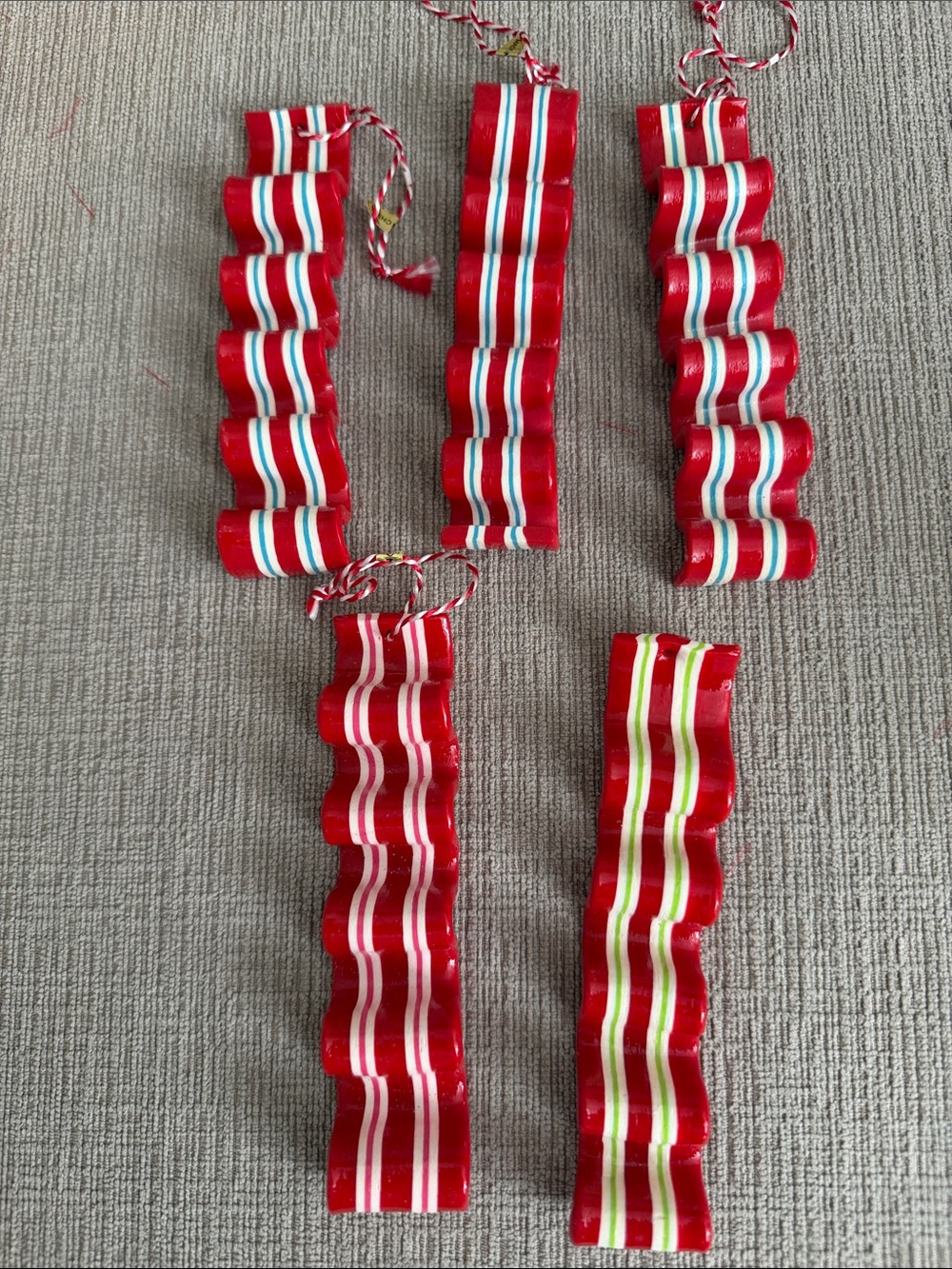 Vintage Martha Stewart Christmas Candy Ribbon Ornaments Set of 5